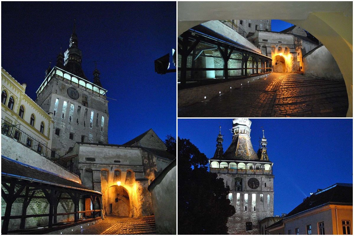 Clock Tower (Clock Tower) from Sighisoara at night