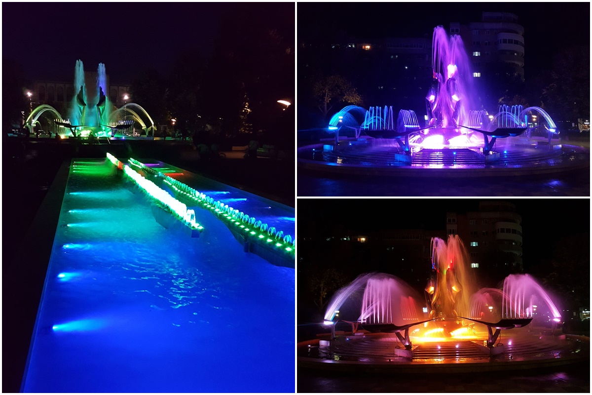 One of the most beautiful fountains in Romania at night